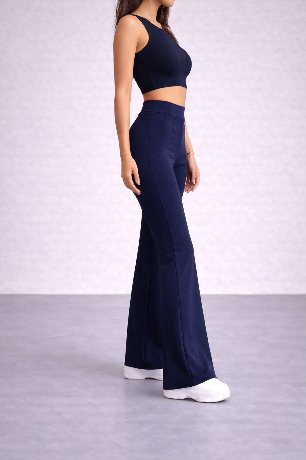 Yüksek bel toparlayıcı esnek kumaş tayt pantolon