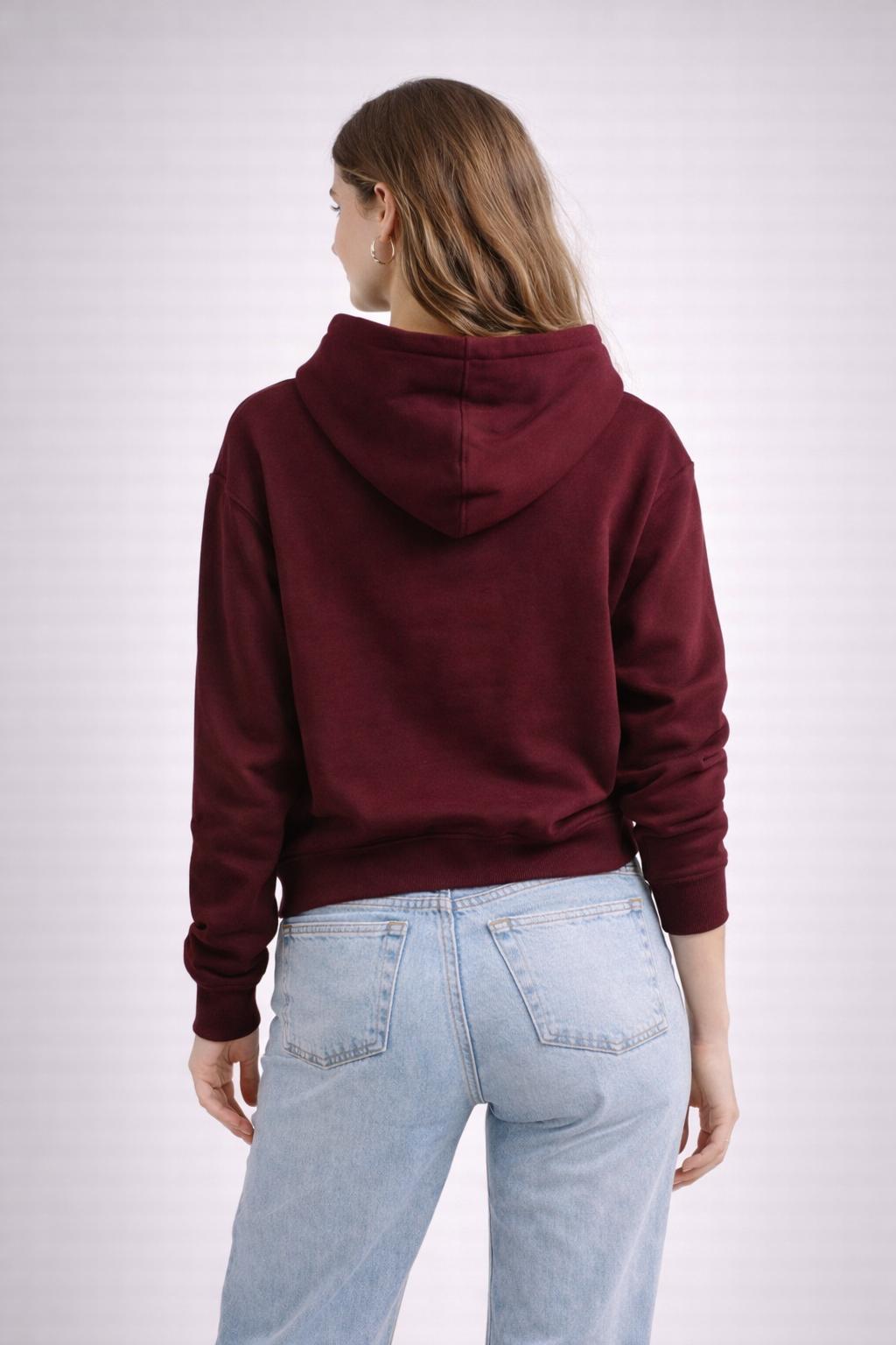 kadın oversize kapüşonlu sweatshirt cherrıes baskılı kanguru cepli