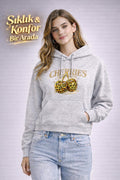 kadın oversize kapüşonlu sweatshirt cherrıes baskılı kanguru cepli