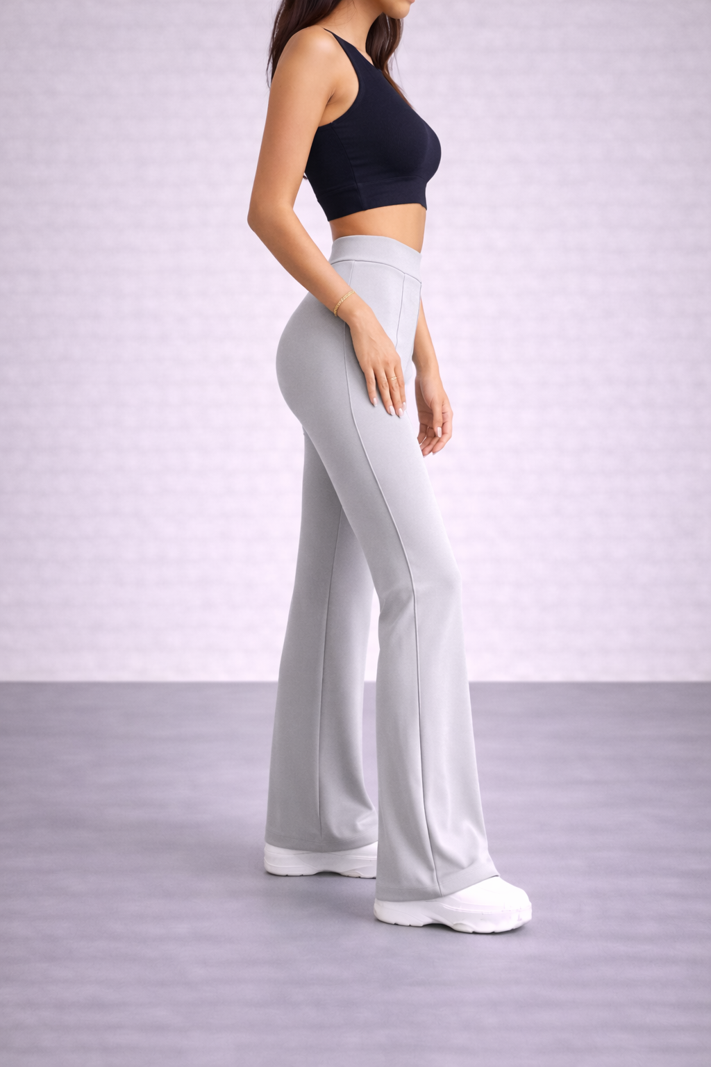 Yüksek bel toparlayıcı modal kumaş ispanyol paça tayt pantolon