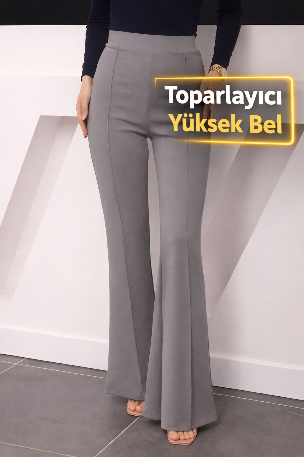 YÜKSEK BEL TOPARLAYICI İSPANYOL PAÇA TAYT PANTOLON