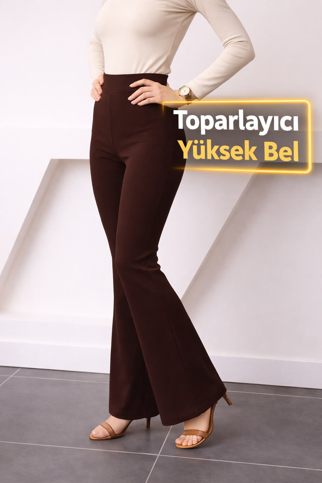 YÜKSEK BEL TOPARLAYICI İSPANYOL PAÇA TAYT PANTOLON