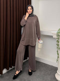 Kadın Tesettür İkili Takım Oversize Tunik ve Bol Paça Pantolon Rahat Günlük Takım