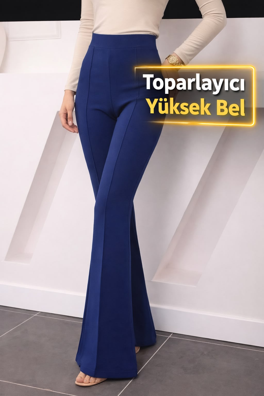 YÜKSEK BEL TOPARLAYICI İSPANYOL PAÇA TAYT PANTOLON